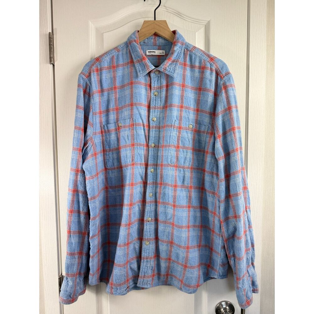 Sonoma Blue Red Men's Plaid Flannel Shirt - Size XL